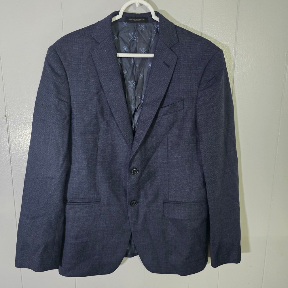 John Varvatos Star USA Bleecker Wool Jacket Sport Coat Blazer Navy Blue Mens 40S